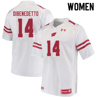 Women's Wisconsin Badgers NCAA #14 Jordan DiBenedetto White Authentic Under Armour Stitched College Football Jersey MU31N88EU